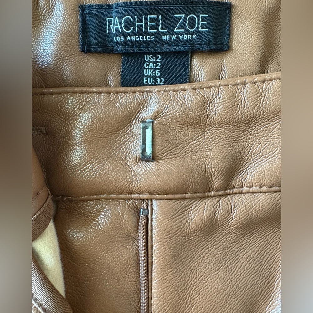 Rachel Zoe Tan Wide-Leg Faux Leather Pants Size 2 - Picture 5 of 6